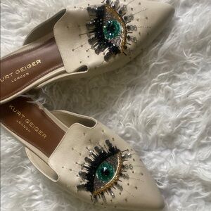 Kurt Geiger Women's Cream Embellished Loafers